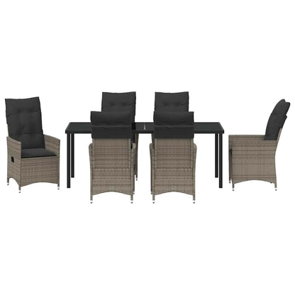 vidaXL Salon de jardin à dîner avec coussins 7 pcs Gris résine tressée
