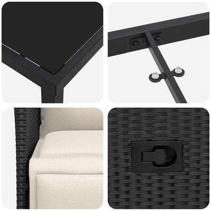 Garten Essgruppe mit Kissen 9 pcs Schwarz Poly-Rattan