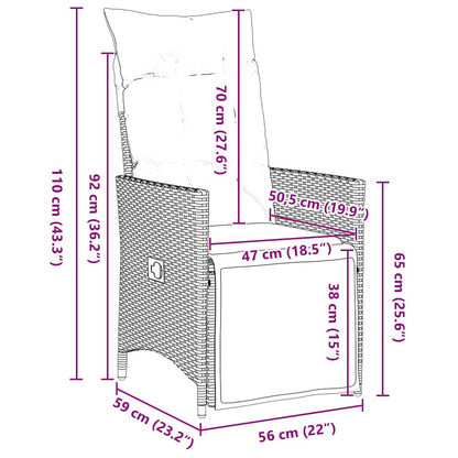 Garten Essgruppe mit Kissen 9 pcs Schwarz Poly-Rattan