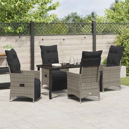 Garten Essgruppe mit Kissen 5 pcs Grau Poly-Rattan