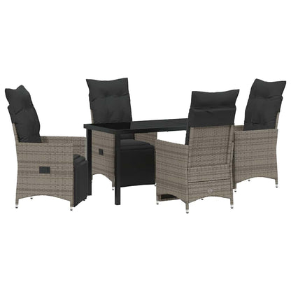 Garten Essgruppe mit Kissen 5 pcs Grau Poly-Rattan