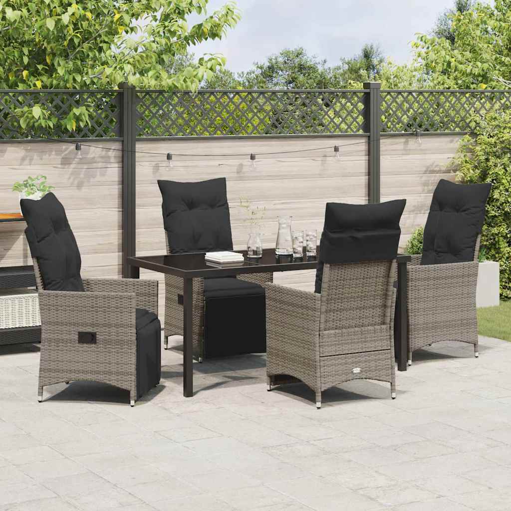 Garten Essgruppe mit Kissen 5 pcs Grau Poly-Rattan