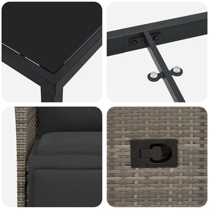 Garten Essgruppe mit Kissen 9 pcs Grau Poly-Rattan