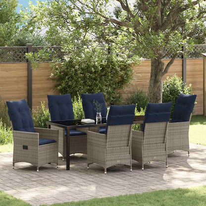 Tisch- und Stuhlset mit Kissen 7 pcs Grau PE-Rattan