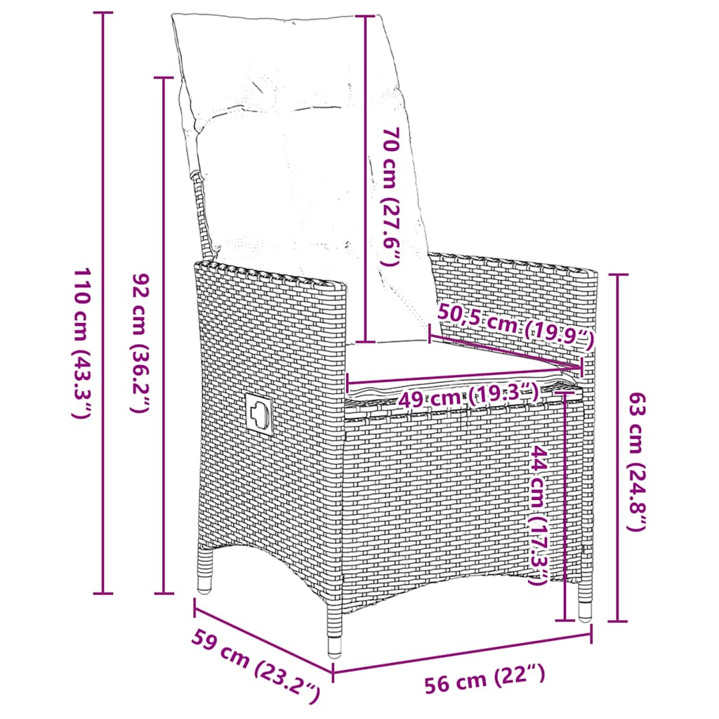 Tisch- und Stuhlset mit Kissen 9 pcs Grau PE-Rattan