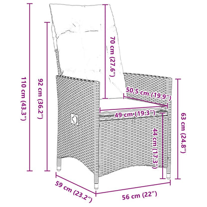 Tisch- und Stuhlset mit Kissen 5 pcs Grau PE-Rattan