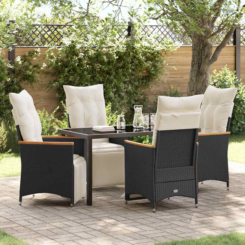 Garten Essgruppe mit Kissen 5 pcs Schwarz Poly-Rattan