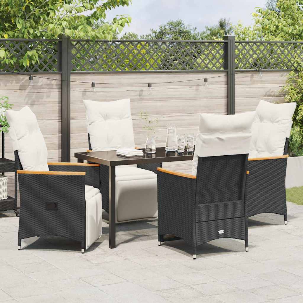 Garten Essgruppe mit Kissen 5 pcs Schwarz Poly-Rattan