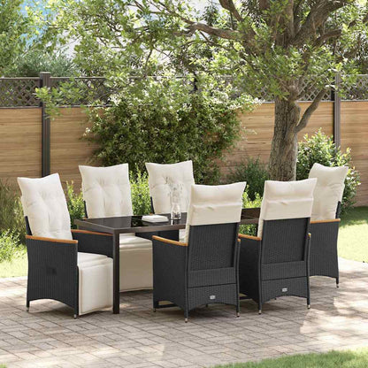 Garten Essgruppe mit Kissen 7 pcs Schwarz Poly-Rattan
