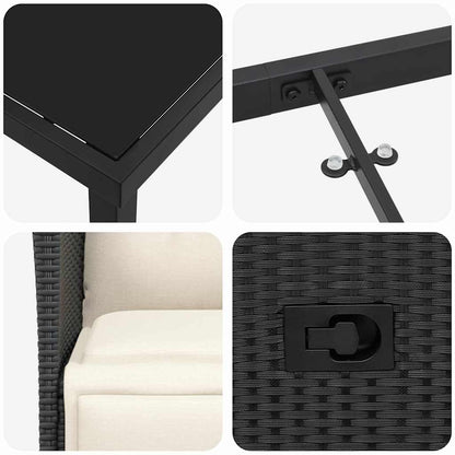 Garten Essgruppe mit Kissen 9 pcs Schwarz Poly-Rattan