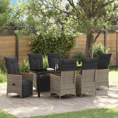 Garten Essgruppe mit Kissen 7 pcs Grau Poly-Rattan