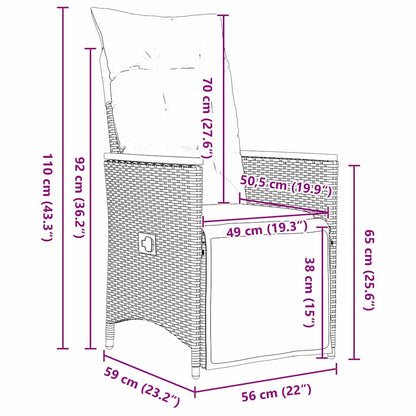 Garten Essgruppe mit Kissen 7 pcs Grau Poly-Rattan