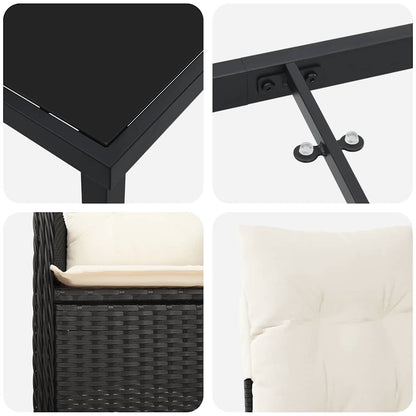 Garten Essgruppe mit Kissen 5 pcs Schwarz Poly-Rattan