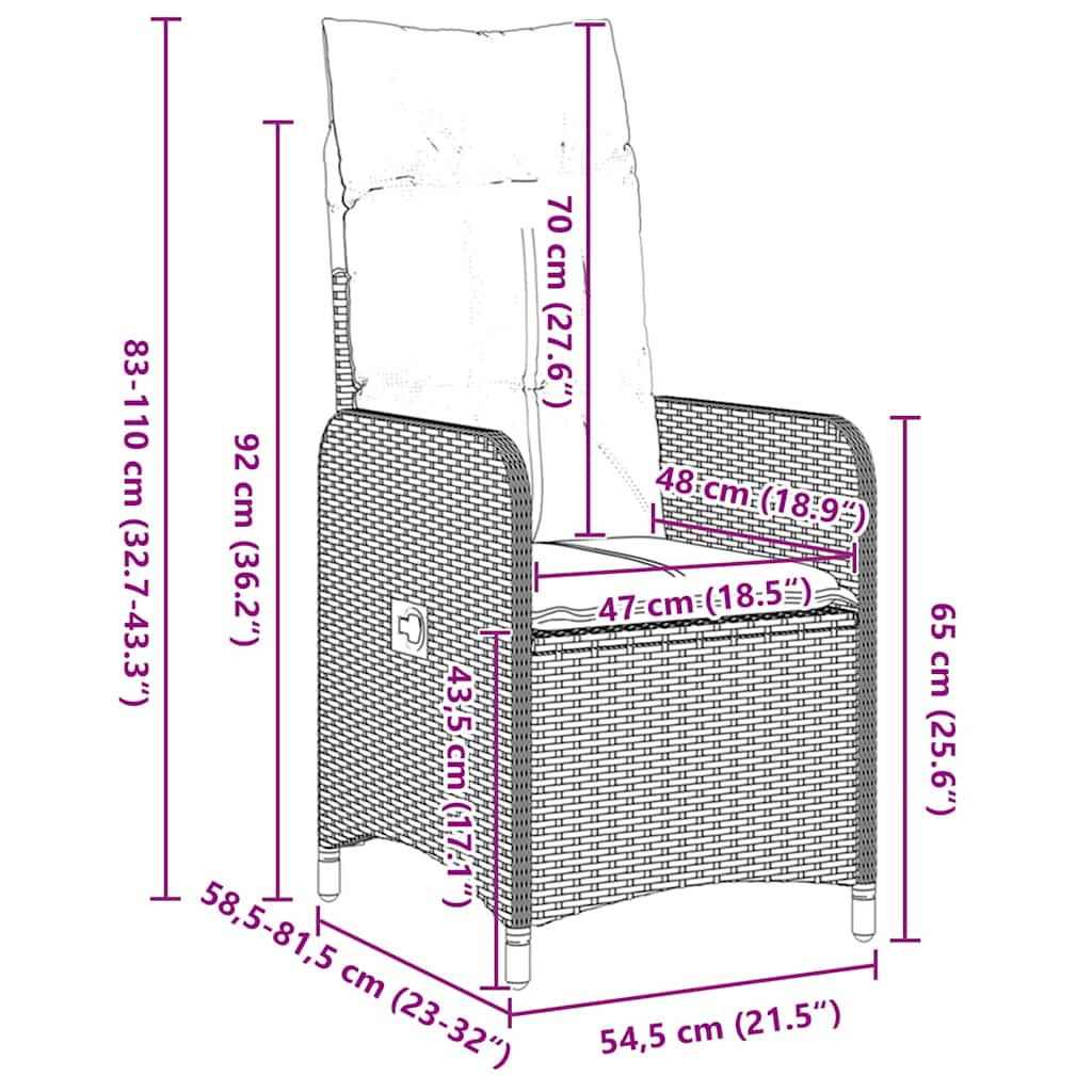 Garten Essgruppe mit Kissen 9 pcs Schwarz Poly-Rattan