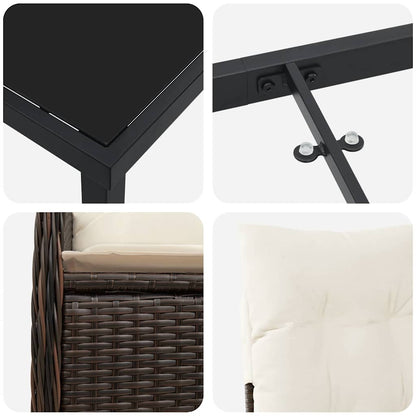 Garten Essgruppe mit Kissen 5 pcs Braun Poly-Rattan