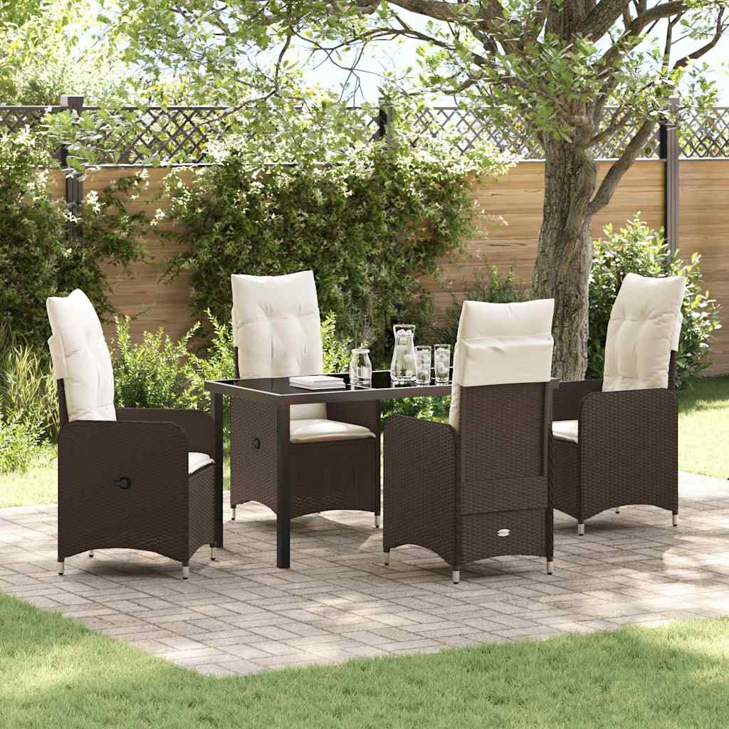 Garten Essgruppe mit Kissen 5 pcs Braun Poly-Rattan
