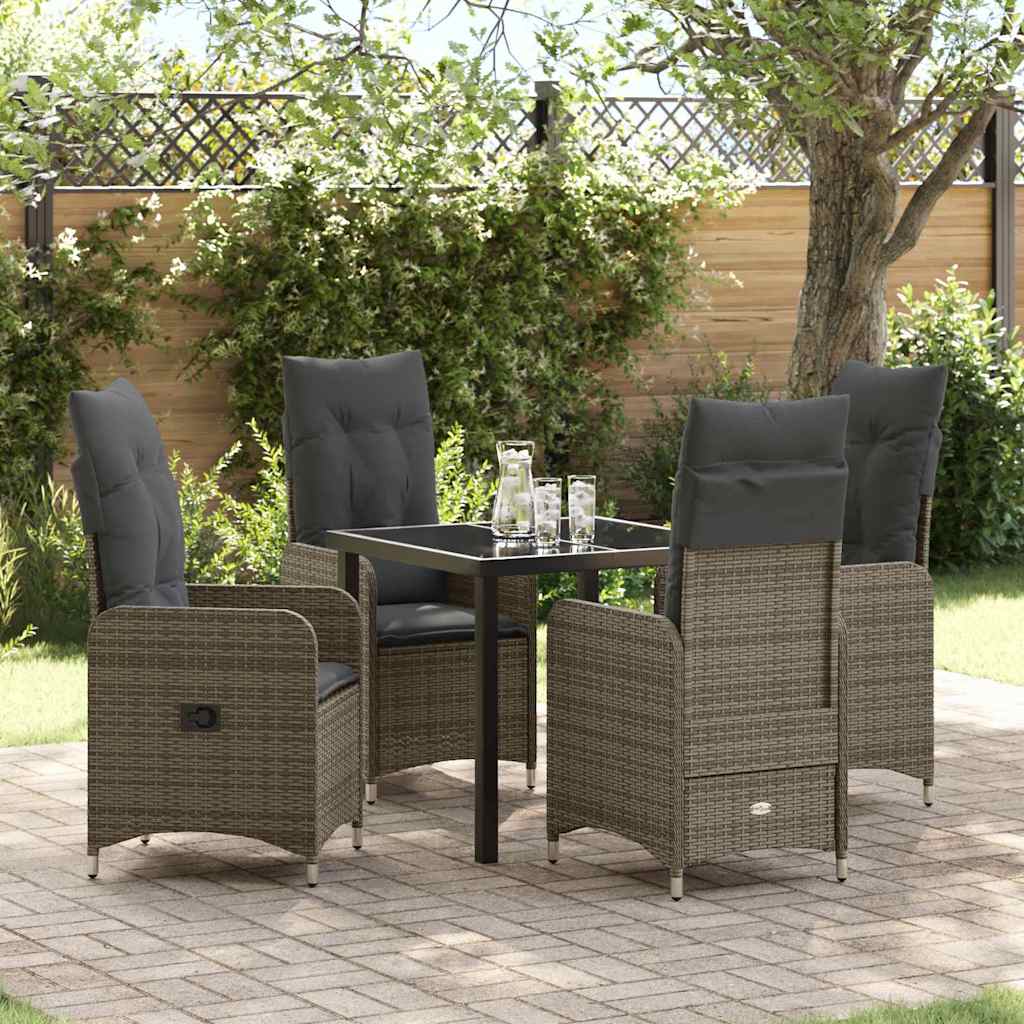 vidaXL Salon de jardin avec coussins 5 pcs Gris résine tressée