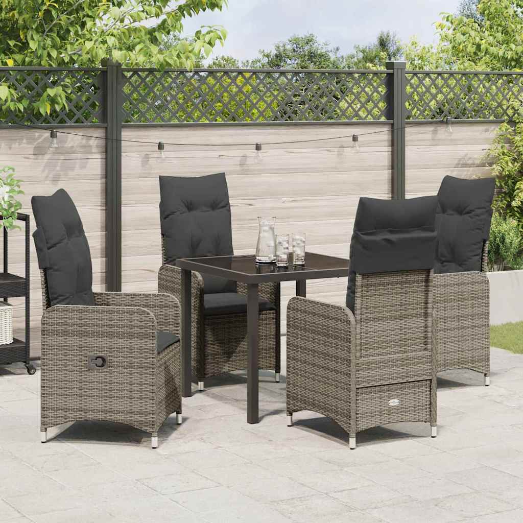 vidaXL Salon de jardin avec coussins 5 pcs Gris résine tressée