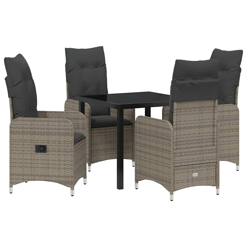 vidaXL Salon de jardin avec coussins 5 pcs Gris résine tressée