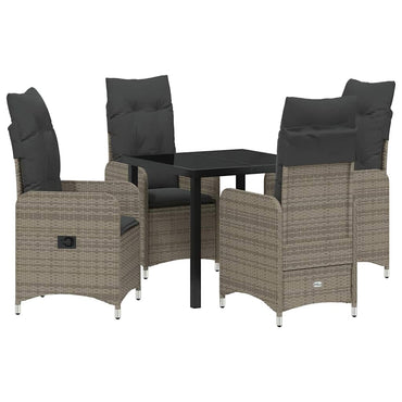 vidaXL Salon de jardin avec coussins 5 pcs Gris résine tressée