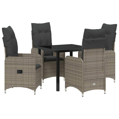 vidaXL Salon de jardin avec coussins 5 pcs Gris résine tressée
