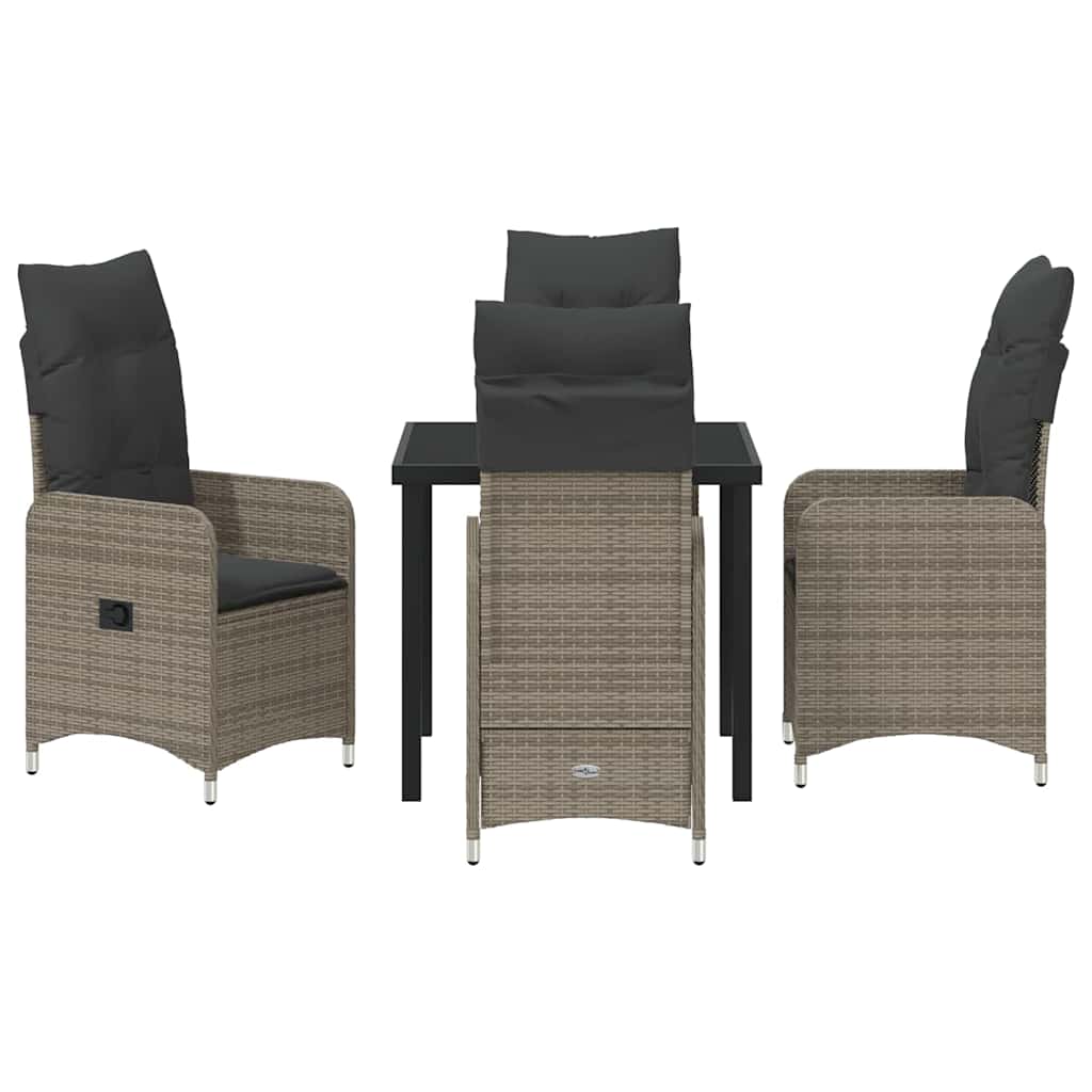 vidaXL Salon de jardin avec coussins 5 pcs Gris résine tressée