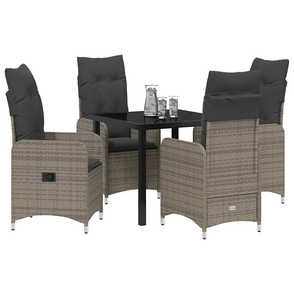 vidaXL Salon de jardin avec coussins 5 pcs Gris résine tressée