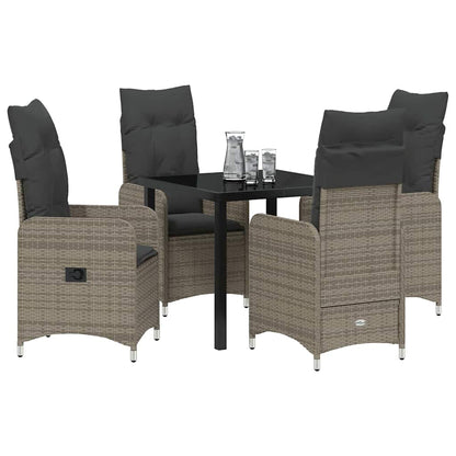 vidaXL Salon de jardin avec coussins 5 pcs Gris résine tressée