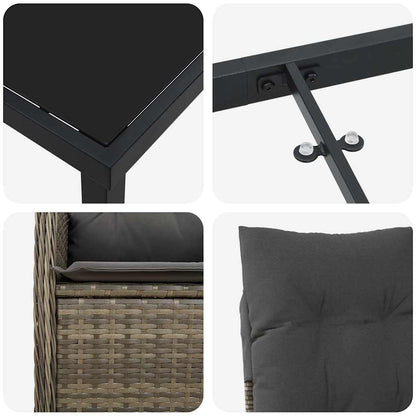 Garten Essgruppe mit Kissen 5 pcs Grau Poly-Rattan