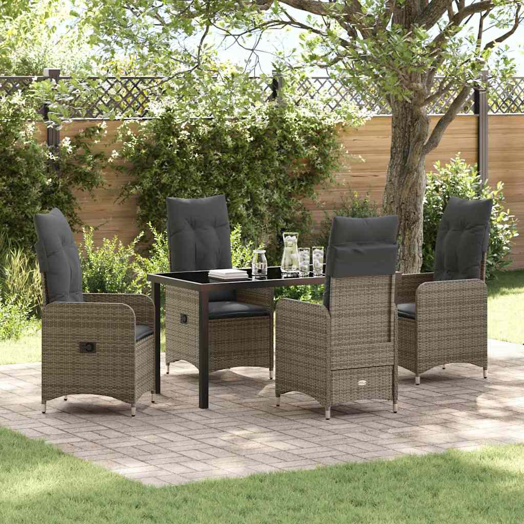 Garten Essgruppe mit Kissen 5 pcs Grau Poly-Rattan