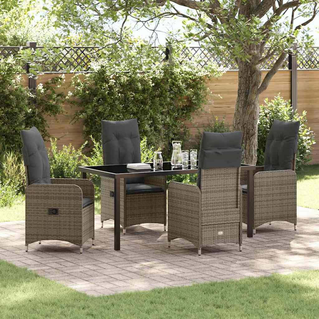 vidaXL Salon de jardin avec coussins 5 pcs Gris résine tressée