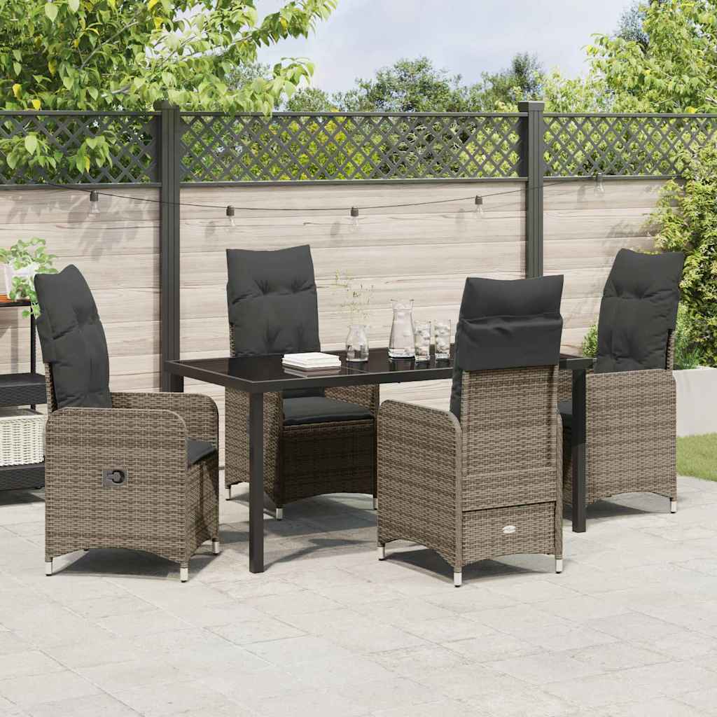 vidaXL Salon de jardin avec coussins 5 pcs Gris résine tressée