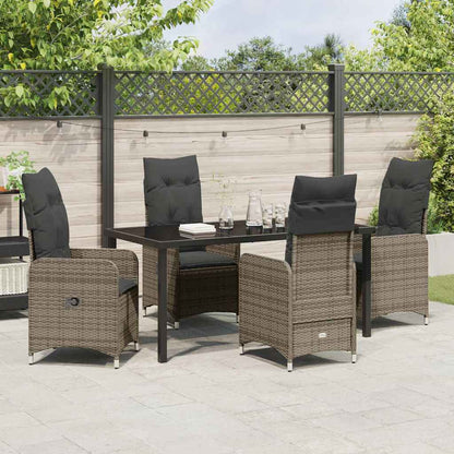 vidaXL Salon de jardin avec coussins 5 pcs Gris résine tressée