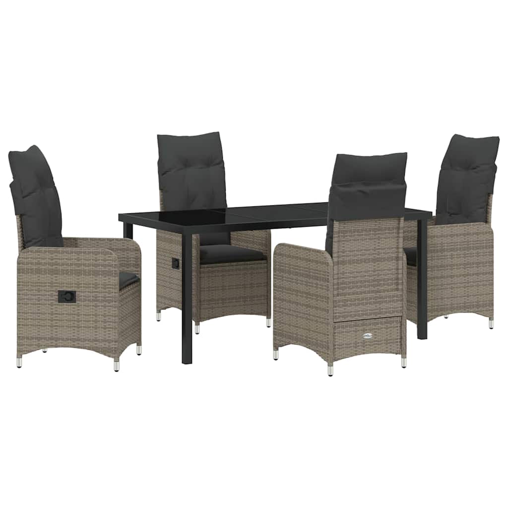 vidaXL Salon de jardin avec coussins 5 pcs Gris résine tressée