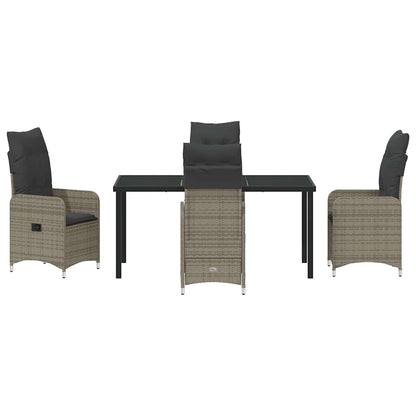 vidaXL Salon de jardin avec coussins 5 pcs Gris résine tressée