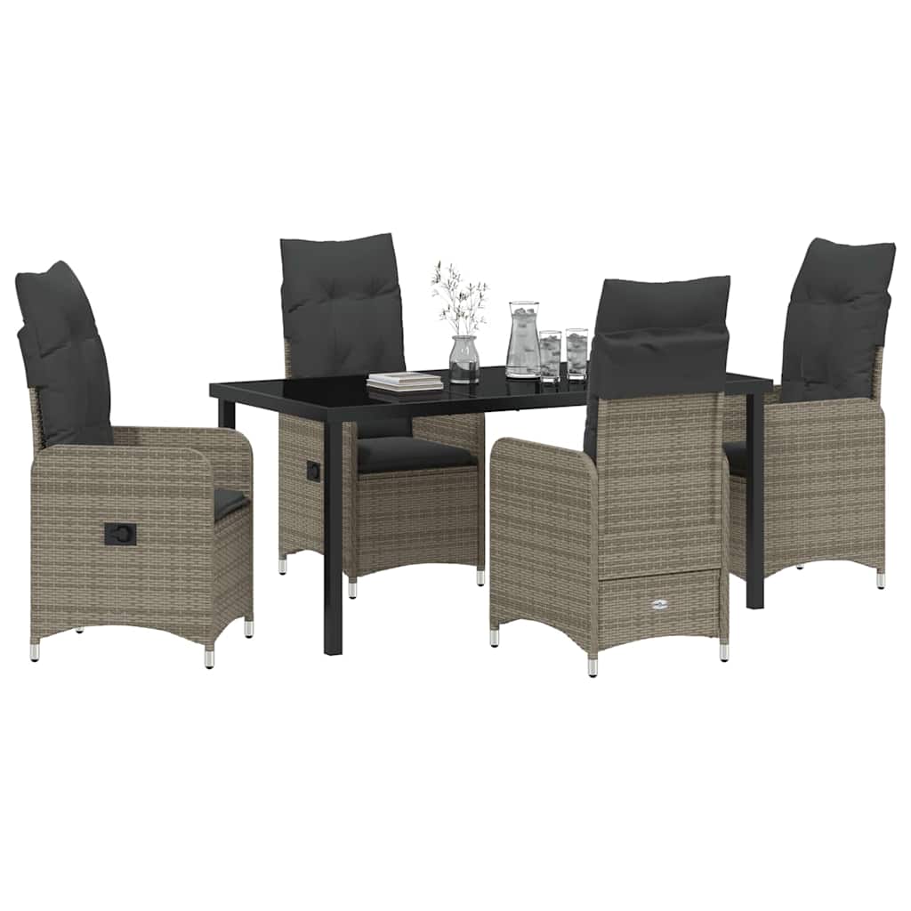 vidaXL Salon de jardin avec coussins 5 pcs Gris résine tressée