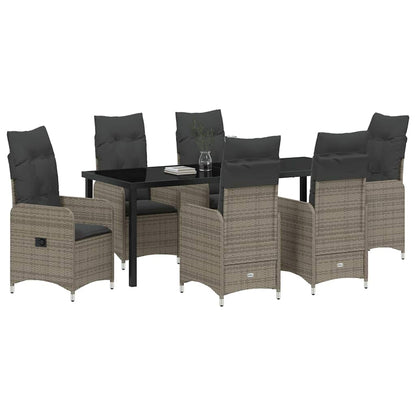 Garten Essgruppe mit Kissen 7 pcs Grau Poly-Rattan