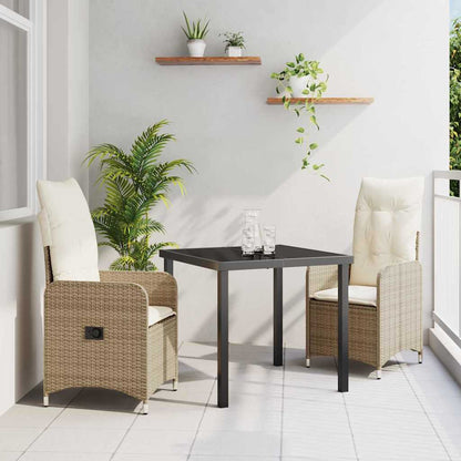 vidaXL Salon de jardin avec coussins 3 pcs Beige Résine tressée