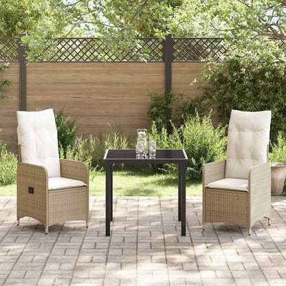 vidaXL Salon de jardin avec coussins 3 pcs Beige Résine tressée