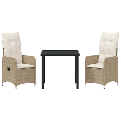 vidaXL Salon de jardin avec coussins 3 pcs Beige Résine tressée