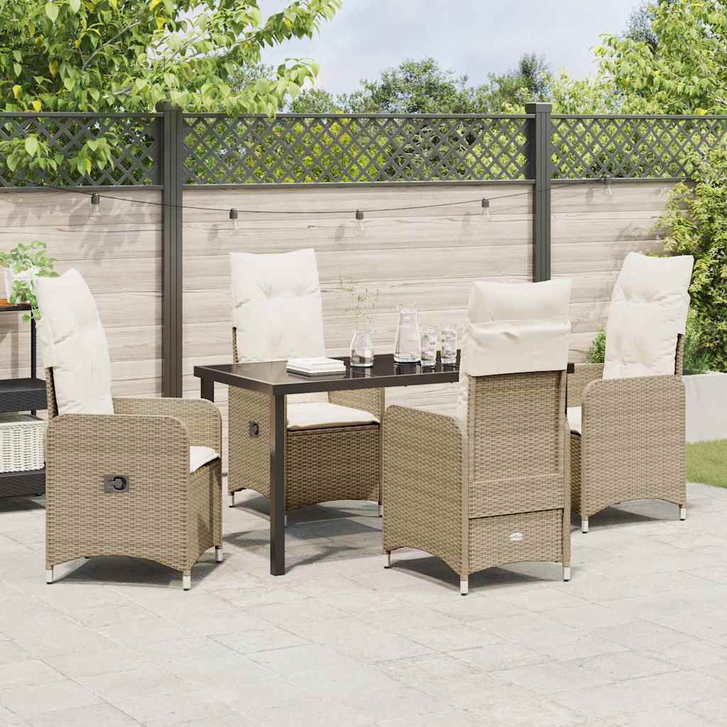 Garten Essgruppe mit Kissen 5 pcs Beige Poly-Rattan