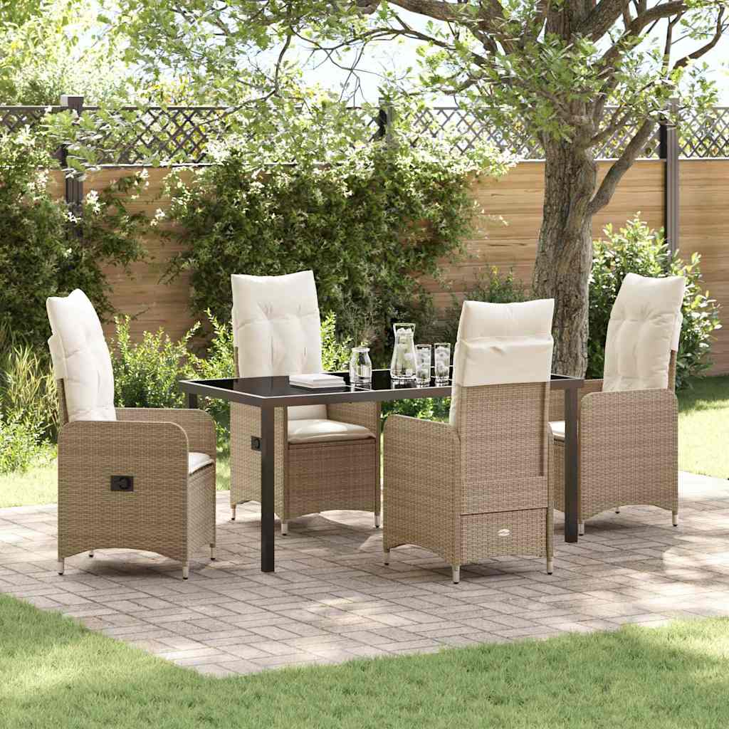 vidaXL Mobilier de jardin avec coussins 5 pcs Beige Résine tressée