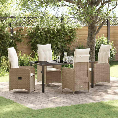 vidaXL Mobilier de jardin avec coussins 5 pcs Beige Résine tressée