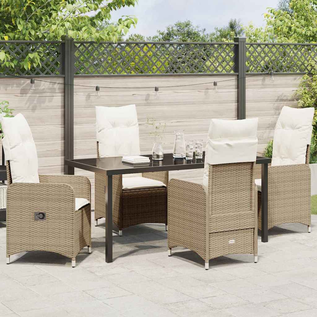 vidaXL Mobilier de jardin avec coussins 5 pcs Beige Résine tressée