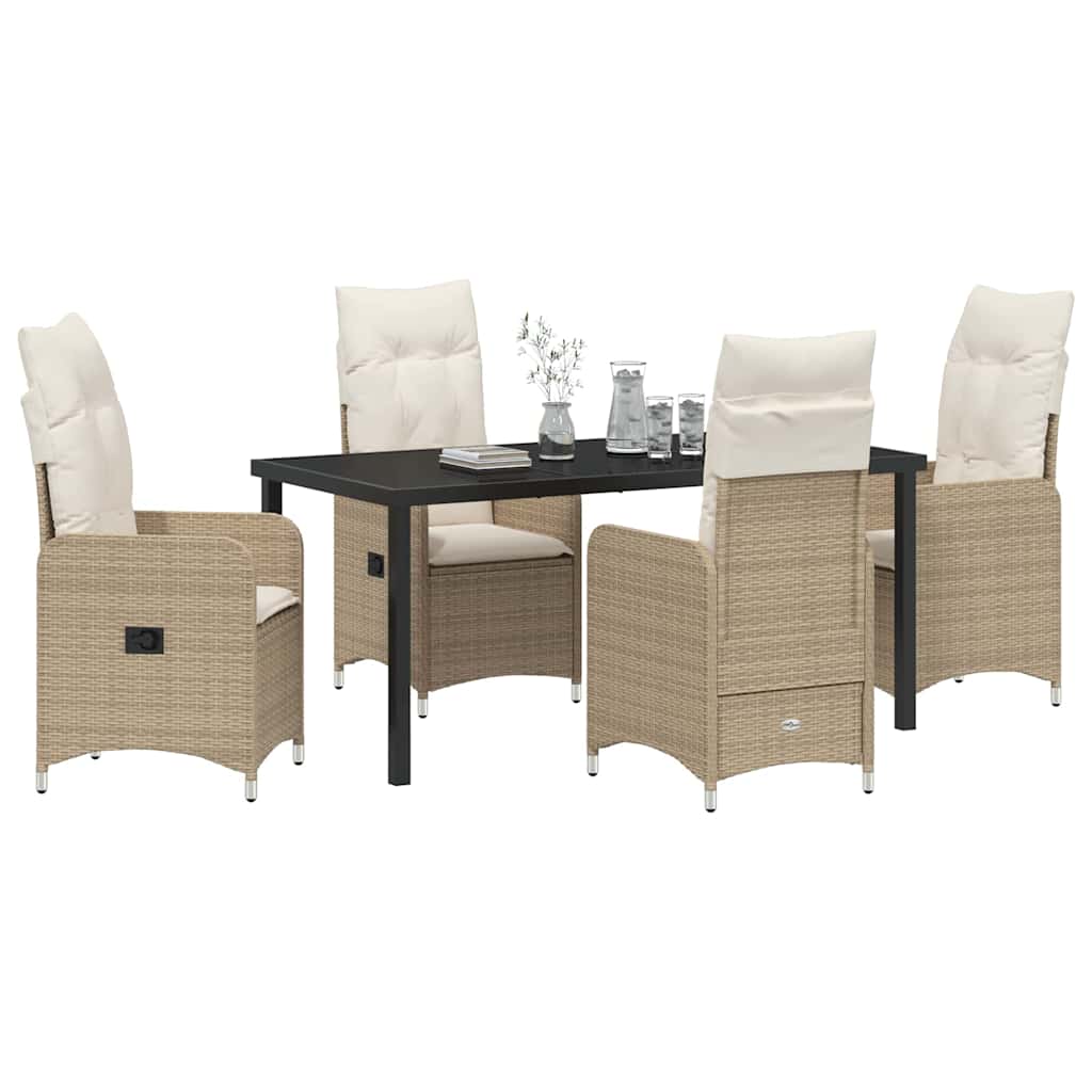 vidaXL Mobilier de jardin avec coussins 5 pcs Beige Résine tressée