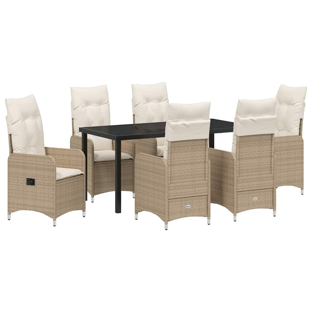 vidaXL Salle à manger de jardin avec coussins 7 pcs Beige résine tressée