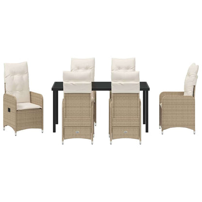 vidaXL Salle à manger de jardin avec coussins 7 pcs Beige résine tressée