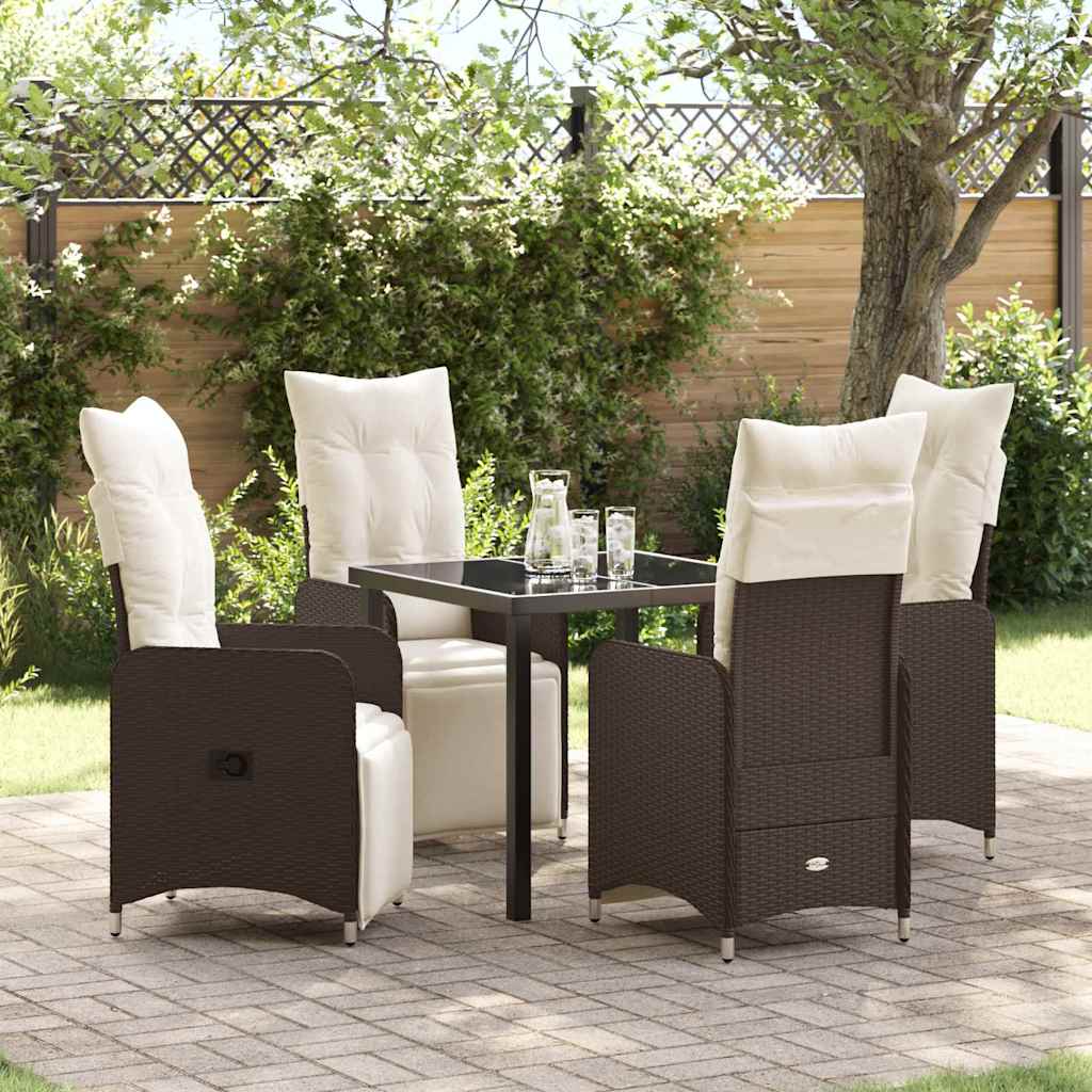 vidaXL Garten Essgruppe mit Kissen 5 pcs Braun Poly-Rattan
