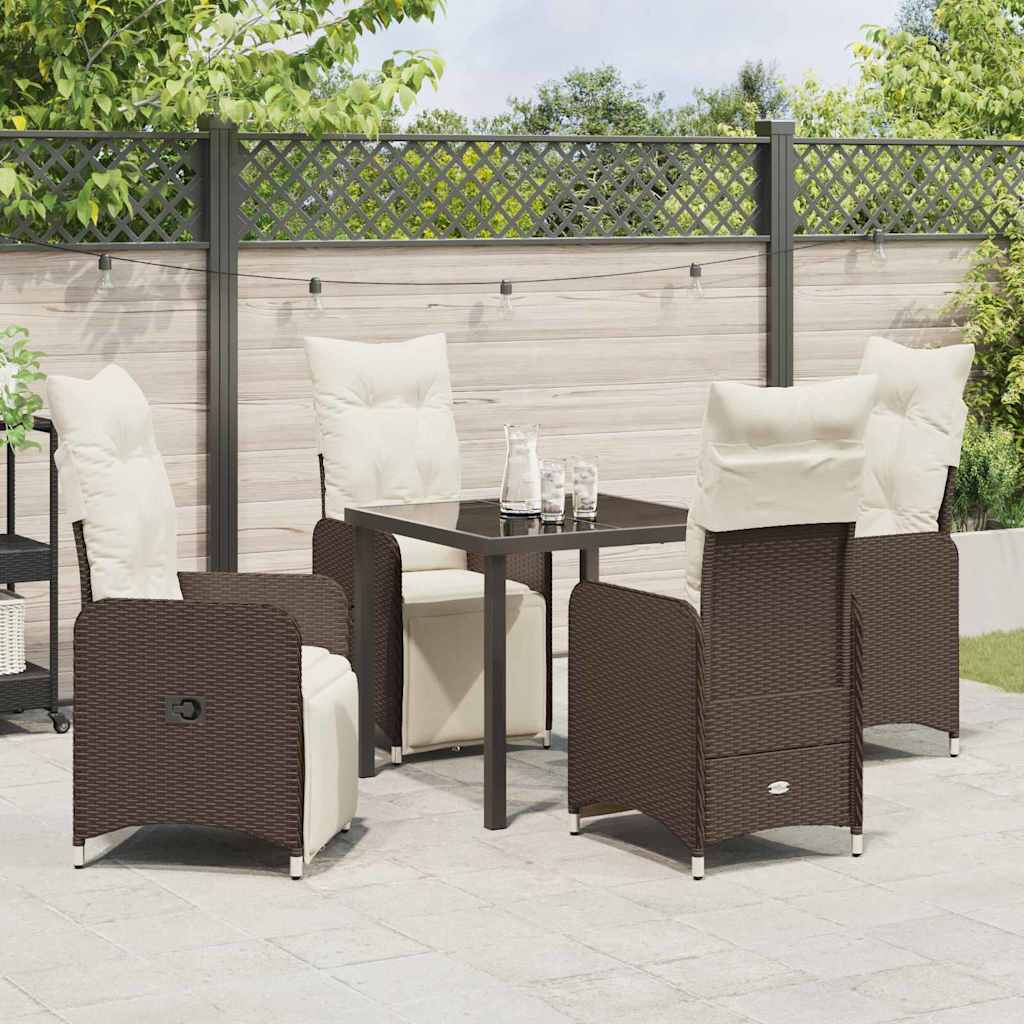 vidaXL Garten Essgruppe mit Kissen 5 pcs Braun Poly-Rattan