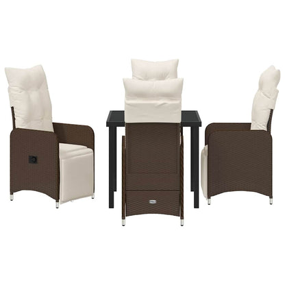 vidaXL Garten Essgruppe mit Kissen 5 pcs Braun Poly-Rattan